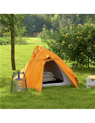 Outsunny Double Layer Camping Tent, 1-2 Man Backpacking Tent with Carry Bag, 2000mm Waterproof and Lightweight, Orange
