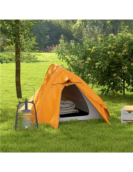 Outsunny Double Layer Camping Tent, 1-2 Man Backpacking Tent with Carry Bag, 2000mm Waterproof and Lightweight, Orange