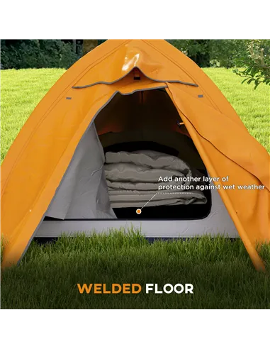 Outsunny Double Layer Camping Tent, 1-2 Man Backpacking Tent with Carry Bag, 2000mm Waterproof and Lightweight, Orange