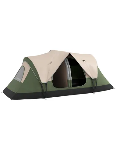 Outsunny Camping Tent for 6-8 Man with 2000mm Waterproof Rainfly and Carry Bag for Fishing Hiking Festival, Dark Green
