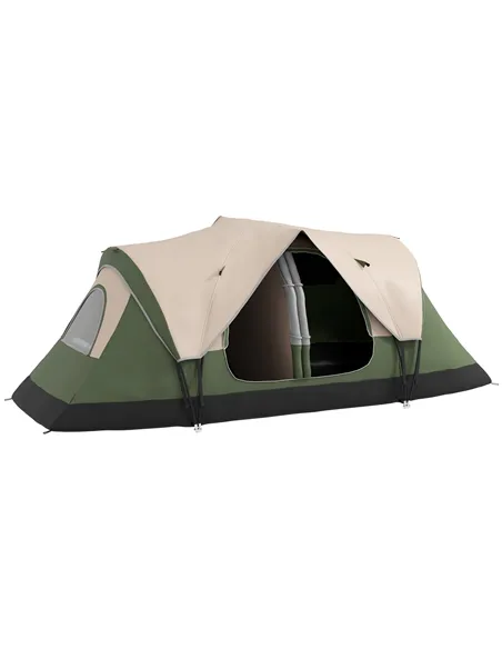 Outsunny Camping Tent for 6-8 Man with 2000mm Waterproof Rainfly and Carry Bag for Fishing Hiking Festival, Dark Green