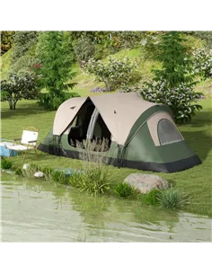 Outsunny Camping Tent for 6-8 Man with 2000mm Waterproof Rainfly and Carry Bag for Fishing Hiking Festival, Dark Green 2