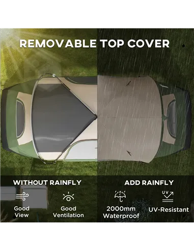 Outsunny Camping Tent for 6-8 Man with 2000mm Waterproof Rainfly and Carry Bag for Fishing Hiking Festival, Dark Green