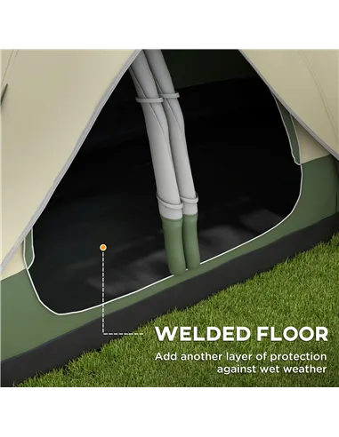 Outsunny Camping Tent for 6-8 Man with 2000mm Waterproof Rainfly and Carry Bag for Fishing Hiking Festival, Dark Green