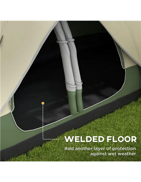 Outsunny Camping Tent for 6-8 Man with 2000mm Waterproof Rainfly and Carry Bag for Fishing Hiking Festival, Dark Green