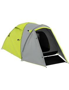 Outsunny Two-Man Dome Tent, with Front Porch and Accessories - Yellow/Grey