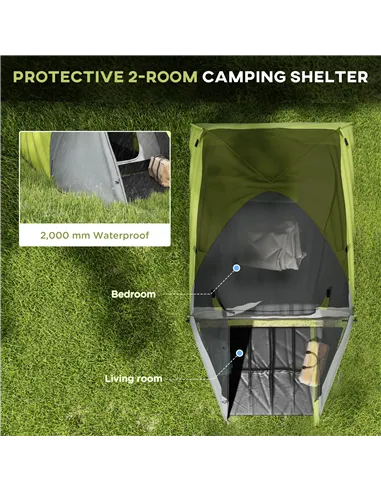 Outsunny Two-Man Dome Tent, with Front Porch and Accessories - Yellow/Grey