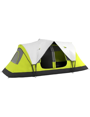 Outsunny Camping Tent for 6-8 Man with 2000mm Waterproof Rainfly and Carry Bag for Fishing Hiking Festival, Yellow