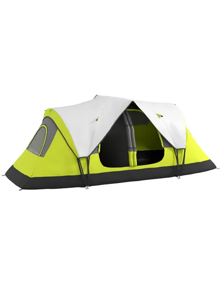 Outsunny Camping Tent for 6-8 Man with 2000mm Waterproof Rainfly and Carry Bag for Fishing Hiking Festival, Yellow