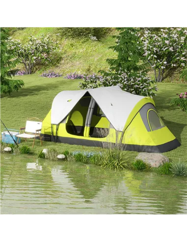 Outsunny Camping Tent for 6-8 Man with 2000mm Waterproof Rainfly and Carry Bag for Fishing Hiking Festival, Yellow