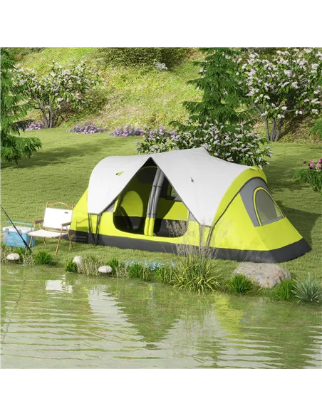 Outsunny Camping Tent for 6-8 Man with 2000mm Waterproof Rainfly and Carry Bag for Fishing Hiking Festival, Yellow