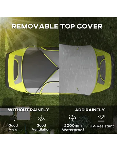 Outsunny Camping Tent for 6-8 Man with 2000mm Waterproof Rainfly and Carry Bag for Fishing Hiking Festival, Yellow