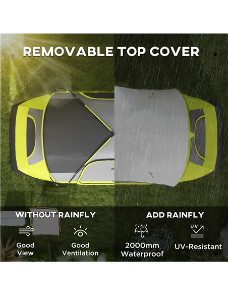 Outsunny Camping Tent for 6-8 Man with 2000mm Waterproof Rainfly and Carry Bag for Fishing Hiking Festival, Yellow