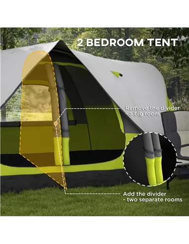 Outsunny Camping Tent for 6-8 Man with 2000mm Waterproof Rainfly and Carry Bag for Fishing Hiking Festival, Yellow