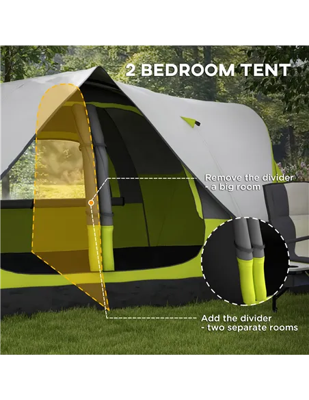 Outsunny Camping Tent for 6-8 Man with 2000mm Waterproof Rainfly and Carry Bag for Fishing Hiking Festival, Yellow