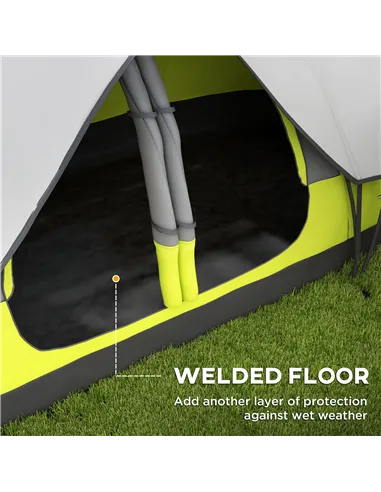 Outsunny Camping Tent for 6-8 Man with 2000mm Waterproof Rainfly and Carry Bag for Fishing Hiking Festival, Yellow