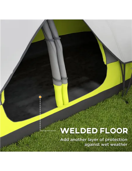 Outsunny Camping Tent for 6-8 Man with 2000mm Waterproof Rainfly and Carry Bag for Fishing Hiking Festival, Yellow