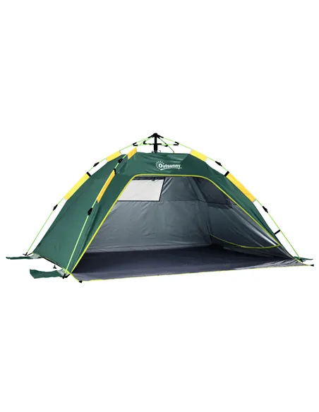 Outsunny Beach Tent for 1-2 Person Pop-up Design with 2 Mesh Windows & 2 Doors Dark Green