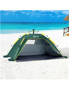 Outsunny Beach Tent for 1-2 Person Pop-up Design with 2 Mesh Windows & 2 Doors Dark Green 2