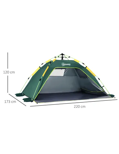 Outsunny Beach Tent for 1-2 Person Pop-up Design with 2 Mesh Windows & 2 Doors Dark Green