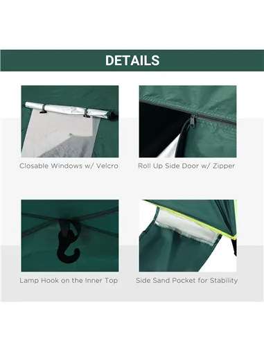 Outsunny Beach Tent for 1-2 Person Pop-up Design with 2 Mesh Windows & 2 Doors Dark Green