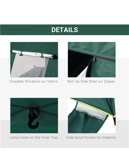 Outsunny Beach Tent for 1-2 Person Pop-up Design with 2 Mesh Windows & 2 Doors Dark Green