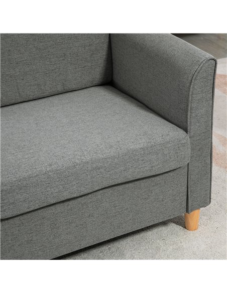 HOMCOM Compact Loveseat Sofa, Modern 2 Seater Sofa for Living Room with Wood Legs and Armrests, Grey