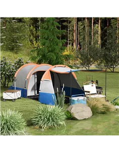 Outsunny Camping Tent, Large Tunnel Tent with Bedroom and Living Area, 2000mm Waterproof, Portable with Bag for 2-3 Man, Orange 2
