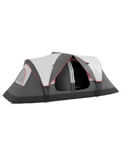 Outsunny Camping Tent for 6-8 Man with 2000mm Waterproof Rainfly and Carry Bag for Fishing Hiking Festival, Grey