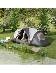 Outsunny Camping Tent for 6-8 Man with 2000mm Waterproof Rainfly and Carry Bag for Fishing Hiking Festival, Grey 2