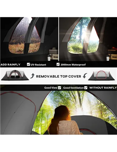 Outsunny Camping Tent for 6-8 Man with 2000mm Waterproof Rainfly and Carry Bag for Fishing Hiking Festival, Grey