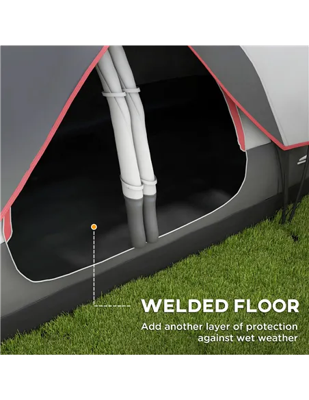 Outsunny Camping Tent for 6-8 Man with 2000mm Waterproof Rainfly and Carry Bag for Fishing Hiking Festival, Grey