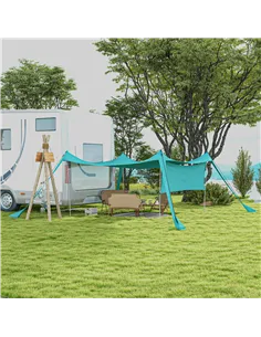Outsunny Beach Tent Event Shelter with Detachable Sidewall and Carry Bag, for Camping, Trips, Fishing, Picnics, Sky Blue 2