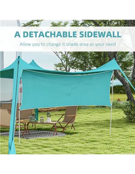 Outsunny Beach Tent Event Shelter with Detachable Sidewall and Carry Bag, for Camping, Trips, Fishing, Picnics, Sky Blue