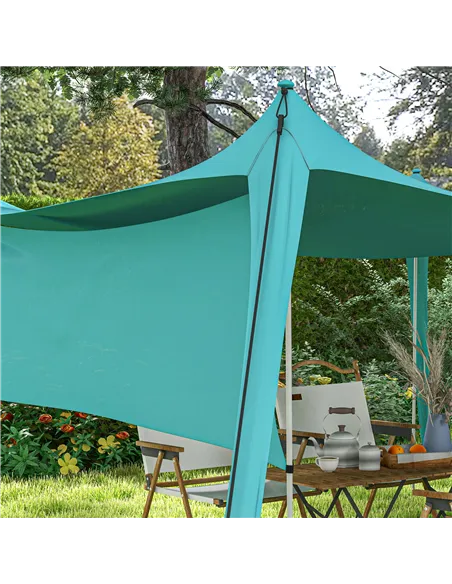 Outsunny Beach Tent Event Shelter with Detachable Sidewall and Carry Bag, for Camping, Trips, Fishing, Picnics, Sky Blue