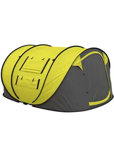 Outsunny 4 Person Pop-up Camping Tent Family Tent with Ground Sheet, 4 Windows and Portable Carry Bag for Beach Outdoor Trip, Ye
