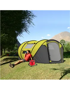 Outsunny 4 Person Pop-up Camping Tent Family Tent with Ground Sheet, 4 Windows and Portable Carry Bag for Beach Outdoor Trip, Ye 2