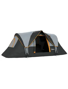 Outsunny 5-6 Man Dome Camping Tent - Light Grey and Black