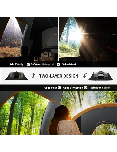 Outsunny 5-6 Man Dome Camping Tent - Light Grey and Black