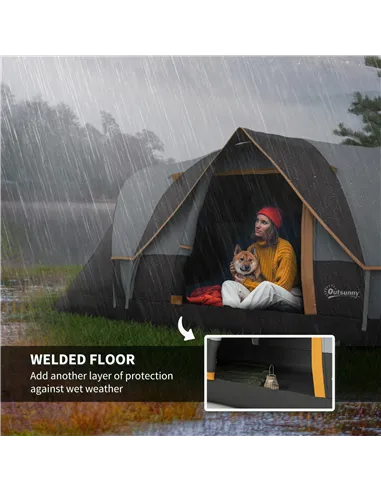 Outsunny 5-6 Man Dome Camping Tent - Light Grey and Black