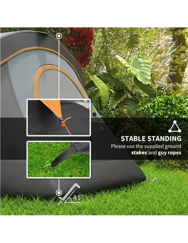 Outsunny 5-6 Man Dome Camping Tent - Light Grey and Black