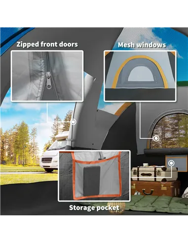 Outsunny 5-6 Man Dome Camping Tent - Light Grey and Black