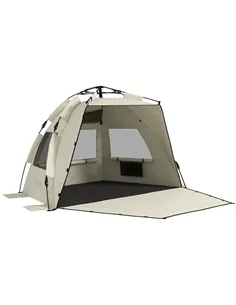 Outsunny Three-Man UPF15+ Beach Tent, with Extended Floor - Green