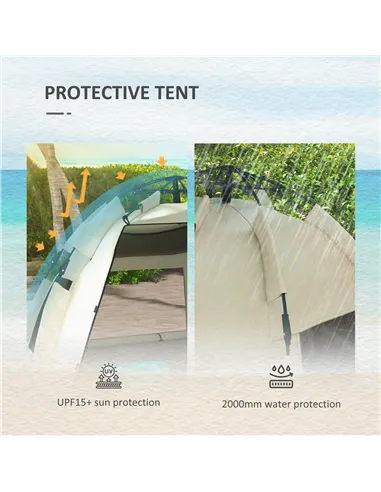 Outsunny Three-Man UPF15+ Beach Tent, with Extended Floor - Green