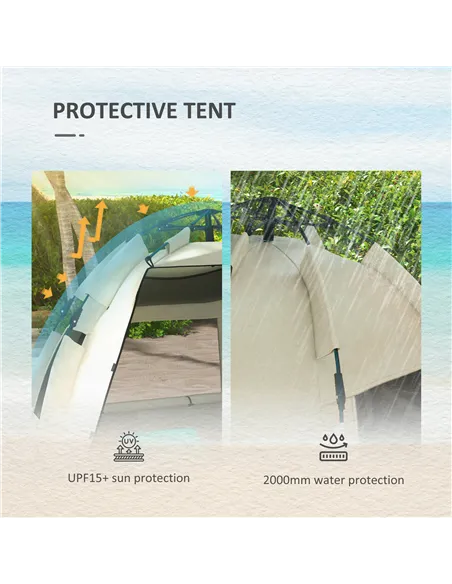 Outsunny Three-Man UPF15+ Beach Tent, with Extended Floor - Green