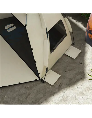 Outsunny Three-Man UPF15+ Beach Tent, with Extended Floor - Green