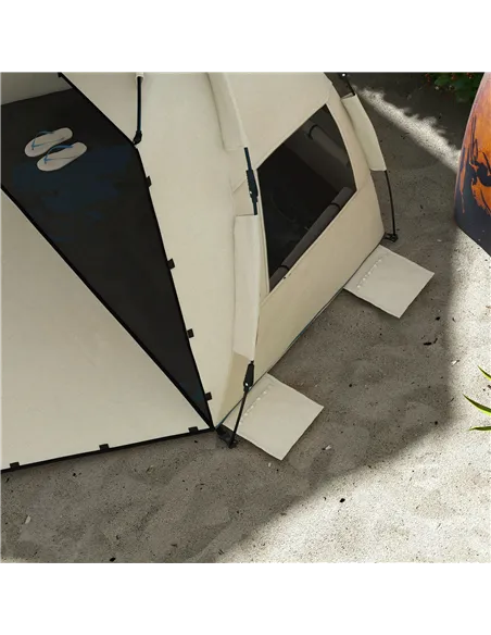 Outsunny Three-Man UPF15+ Beach Tent, with Extended Floor - Green