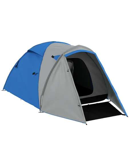 Outsunny Two-Man Dome Tent, with Front Porch and Accessories - Blue/Grey