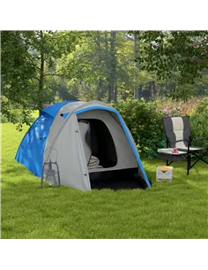 Outsunny Two-Man Dome Tent, with Front Porch and Accessories - Blue/Grey 2