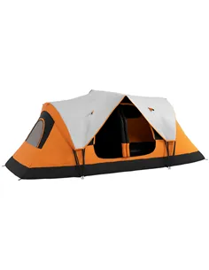 Outsunny Six-Man Tent, with Two Rooms, Small Rainfly and Accessories - Orange